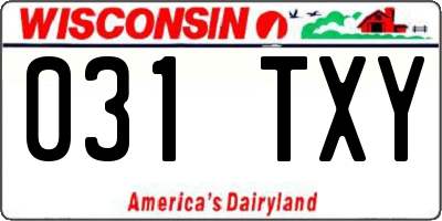 WI license plate 031TXY