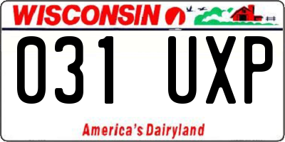 WI license plate 031UXP