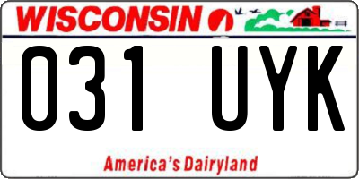 WI license plate 031UYK