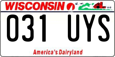 WI license plate 031UYS