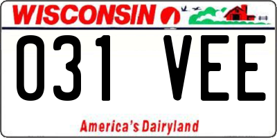 WI license plate 031VEE