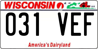 WI license plate 031VEF