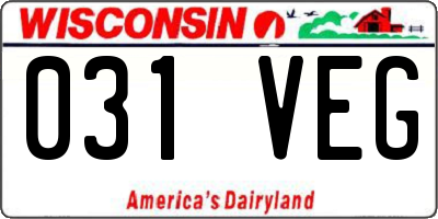 WI license plate 031VEG