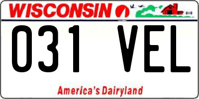 WI license plate 031VEL