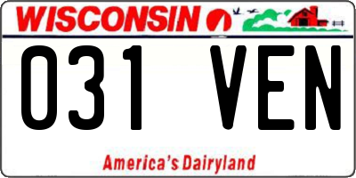 WI license plate 031VEN