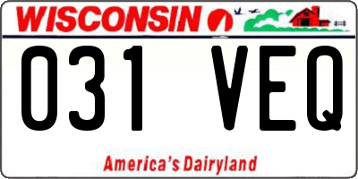 WI license plate 031VEQ