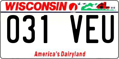 WI license plate 031VEU