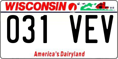 WI license plate 031VEV