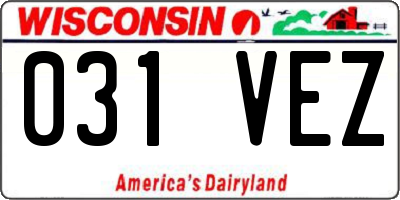 WI license plate 031VEZ
