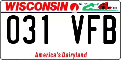 WI license plate 031VFB
