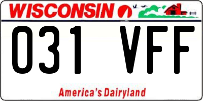 WI license plate 031VFF