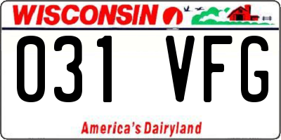 WI license plate 031VFG