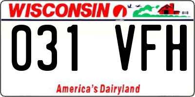 WI license plate 031VFH