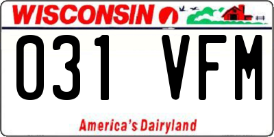 WI license plate 031VFM