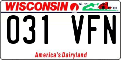 WI license plate 031VFN
