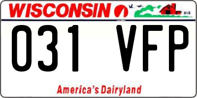WI license plate 031VFP