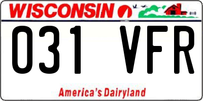 WI license plate 031VFR