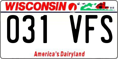WI license plate 031VFS
