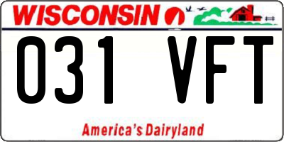WI license plate 031VFT