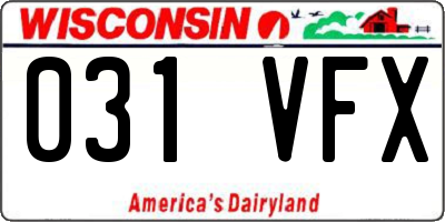WI license plate 031VFX