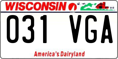 WI license plate 031VGA