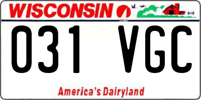 WI license plate 031VGC