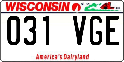 WI license plate 031VGE