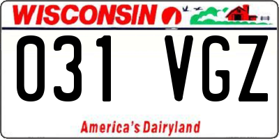 WI license plate 031VGZ