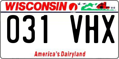 WI license plate 031VHX