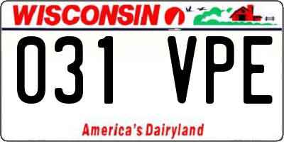 WI license plate 031VPE