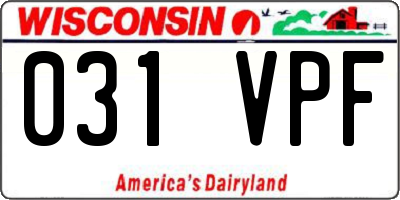 WI license plate 031VPF