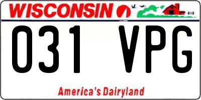 WI license plate 031VPG