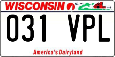 WI license plate 031VPL