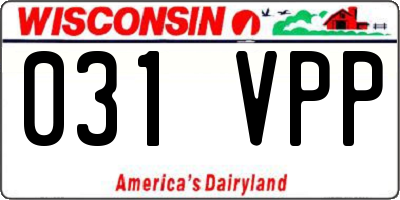 WI license plate 031VPP