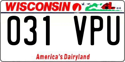 WI license plate 031VPU