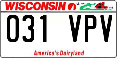 WI license plate 031VPV