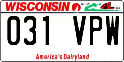 WI license plate 031VPW