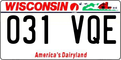 WI license plate 031VQE