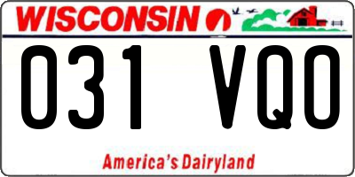 WI license plate 031VQO