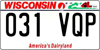 WI license plate 031VQP