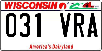 WI license plate 031VRA