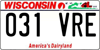 WI license plate 031VRE