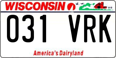 WI license plate 031VRK