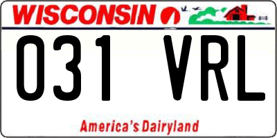 WI license plate 031VRL