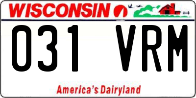 WI license plate 031VRM