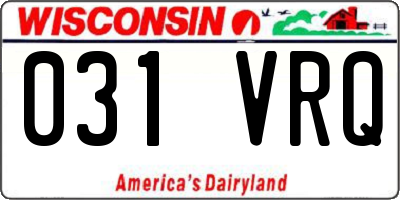 WI license plate 031VRQ