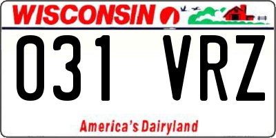 WI license plate 031VRZ