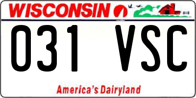 WI license plate 031VSC