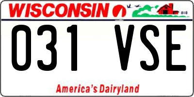 WI license plate 031VSE
