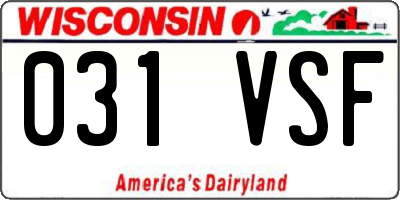 WI license plate 031VSF